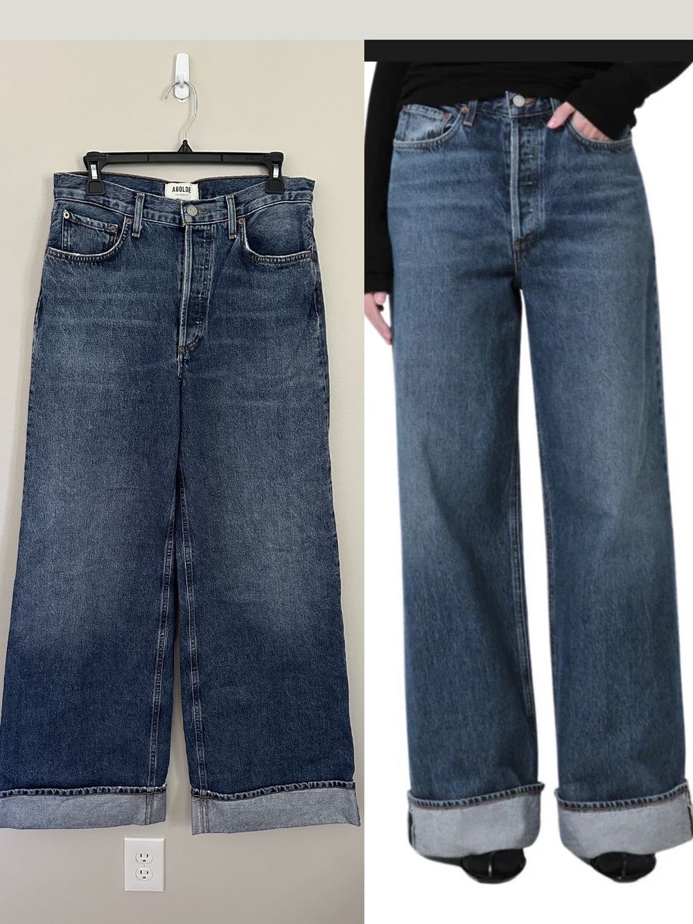 AGOLDE Dame Wide Leg Jeans Size 29 Medium Indigo Wash NWOT Organic Cotton Luxury